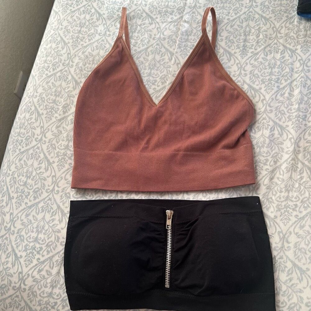 2 bralette tops crop top tube top blush nude bundle size S/M
